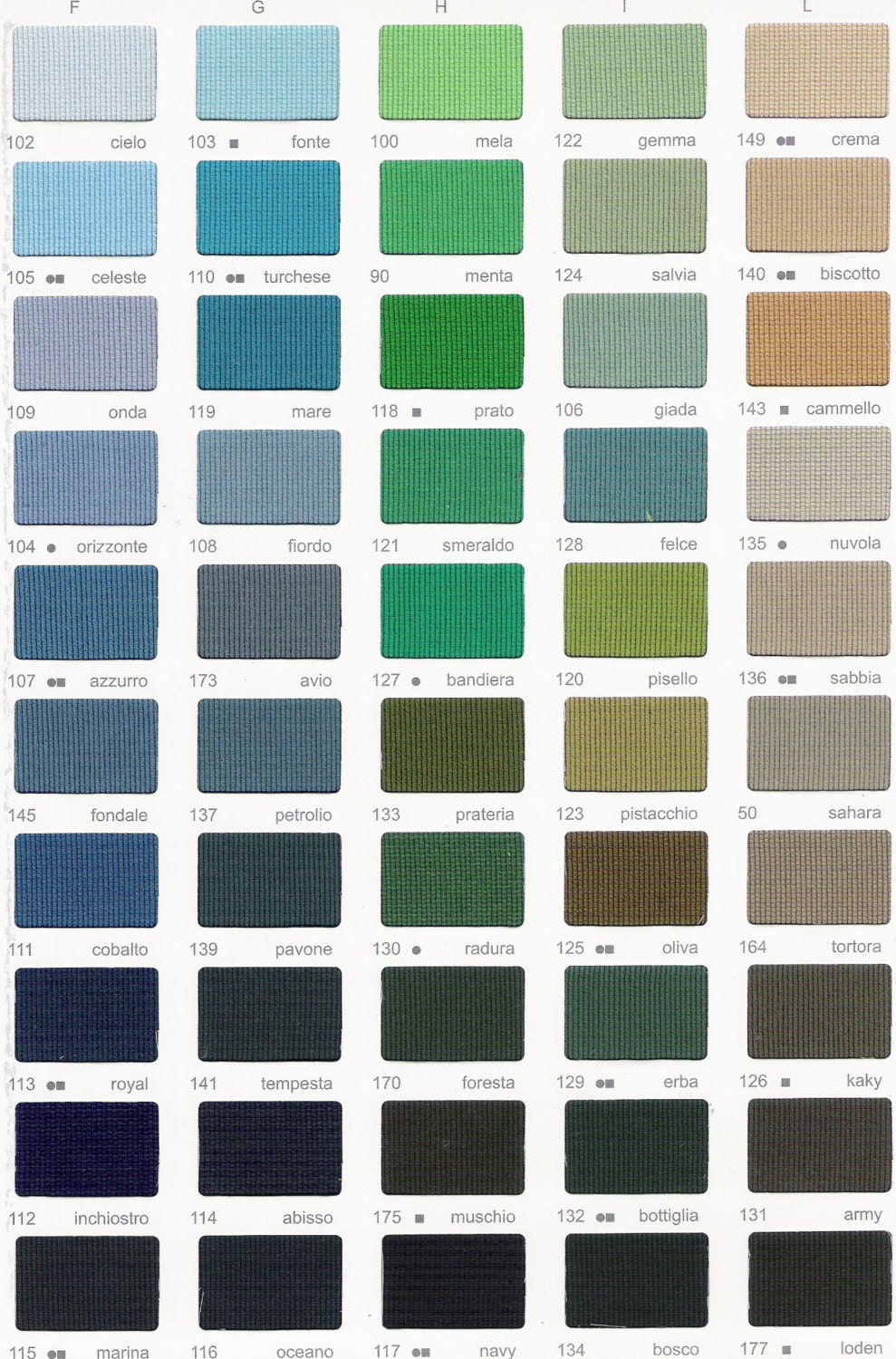Campionario cartella colori Tela Cotone Colorata Art 1198