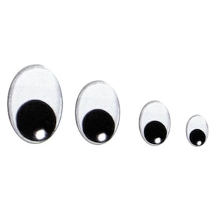720 Pcs Movable Black Wiggle Googly Eyes 10mm Oval for Crafts, Dolls,  Puppets VTG Japan 