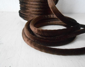 Cordón elástico de terciopelo de 5 mm y 2 yardas, color marrón chocolate