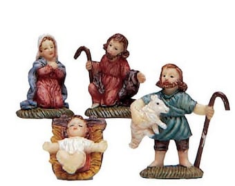 Nativity Set Holy Family 4 pcs Religious Figures Christmas Decoration 1 1/4"