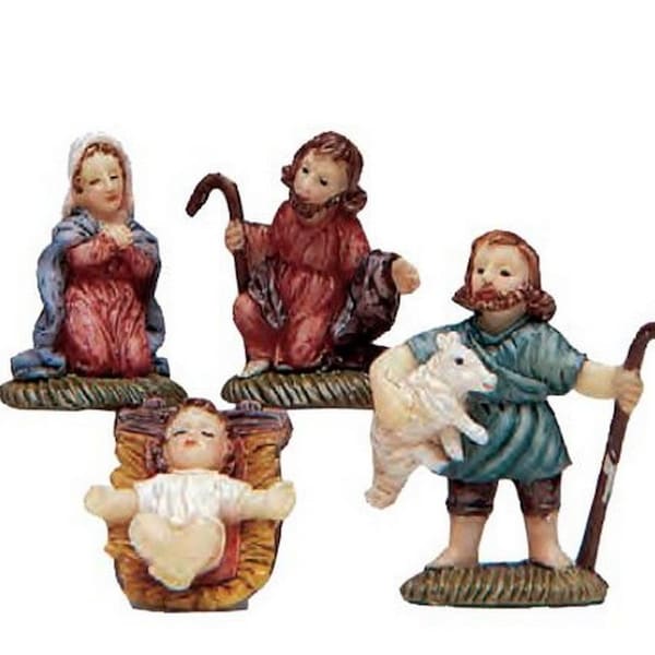 Natività Sacra Famiglia Personaggi Presepe pz 4 Miniature cm 3