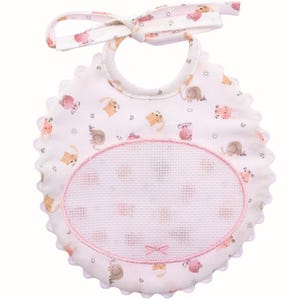 Stitchable Bib Newborn Cotton Piquet Aida Embroidery