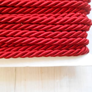 Kordel Verdreht Rot Satinband 5 Meter 1/4 "Breite