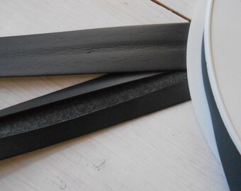 Vegan Leather Bias Tape Dark Grey Double Folded 1" width 2 yards Leatherette Edge