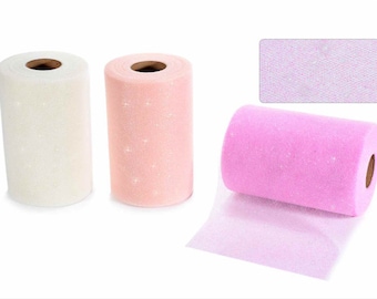 Tulle Ribbon Glitter 50 metres Bulky Roll 15 cm width Colored Wide Ribbon