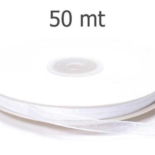 Ruban d’organza Blanc 1/4 » largeur 50 Mètres