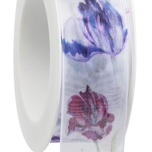 Tulpenlint 1 1/2" breed: 6 m Decoratief lentelint blauw