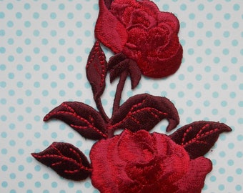 Roses Embroidered Iron on Patch Applique Bouquet