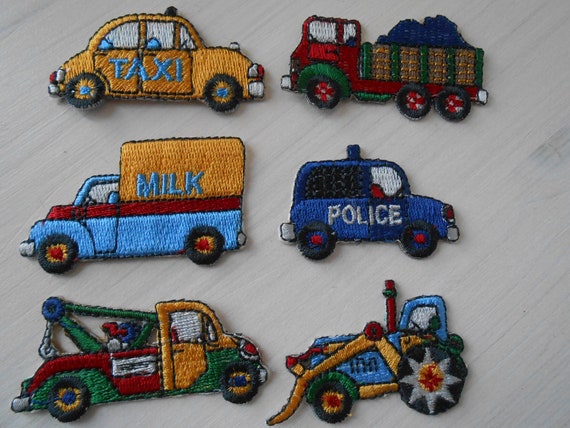 Vehicles 6 Baby Patches Iron-on Appliques Embroidered Children | Etsy