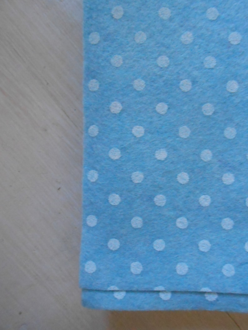 Felt Sky Blue Polka Dots Printed 3 Sheets cm 30x40 Craft Felt 画像 1