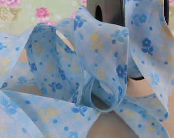 Bias Tape Binding Cotton 1" width Blue Flowers 5Yards