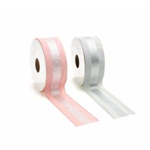 Lurex Fabric Ribbon Soft Touch 20 mt Pink Grey