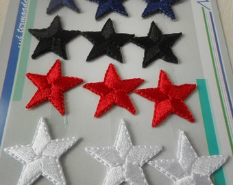 Stars Patches Embroidered Iron on Set of 12 Marine Colors