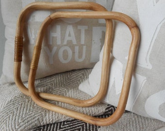 Bag Handles Natural Rattan Square