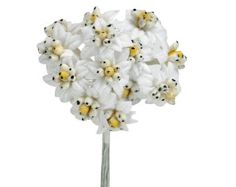 Edelweiss Künstliche Stoffblumen 24 Stück Dekorativer Pick Hutschmuck Weiße Blume