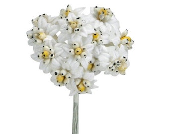 Edelweiss Artificial Fabric Flowers 24 pcs Decorative Pick Millinery White Flower