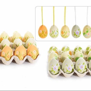 Easter Eggs Decorated with Display Set of 12