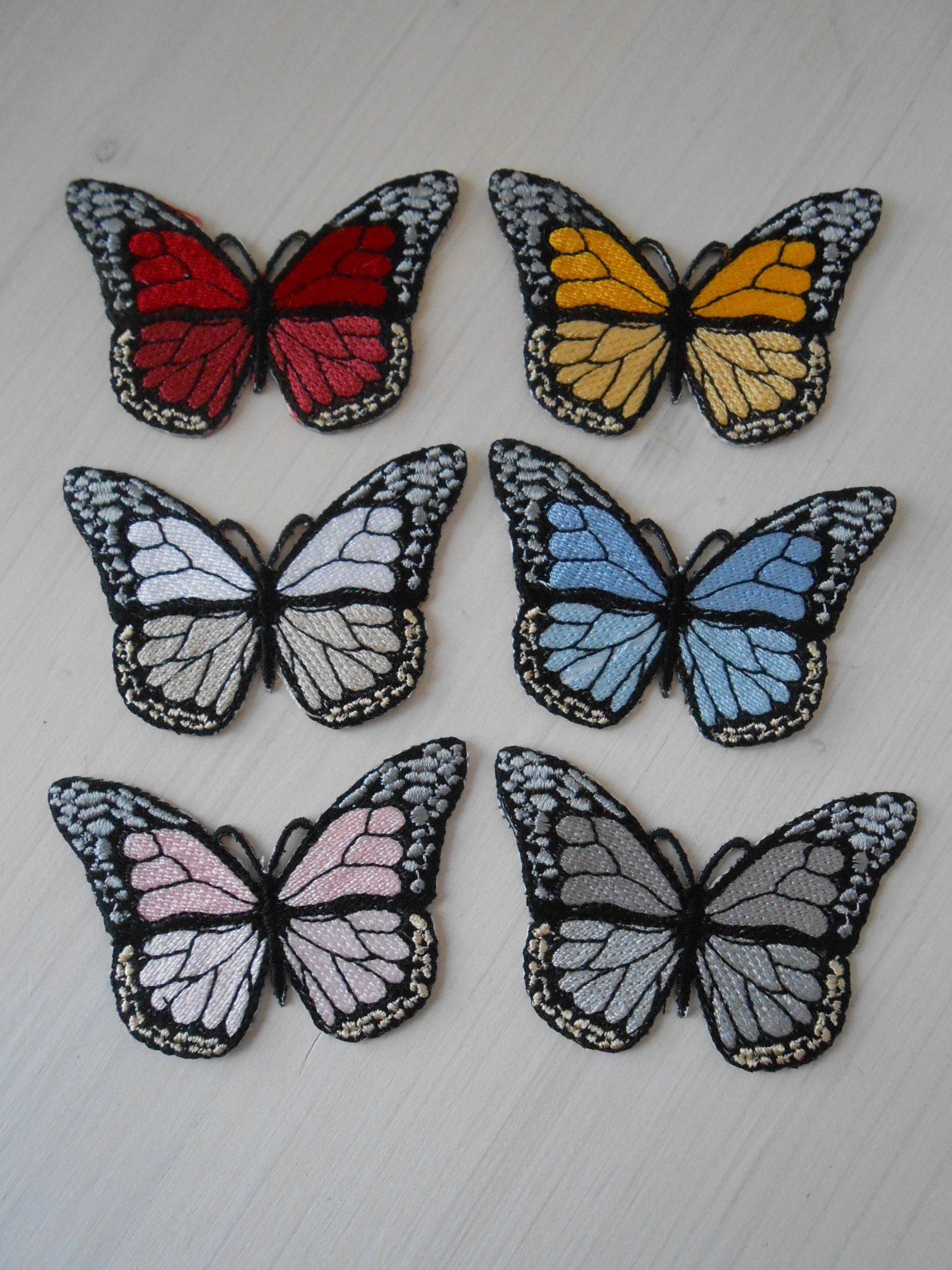 Grey Butterfly Iron on Patch Set, 3/5 Sew on Gray Butterflies Patches, Embroidered  Appliques, Embroidery Craft Supplies 
