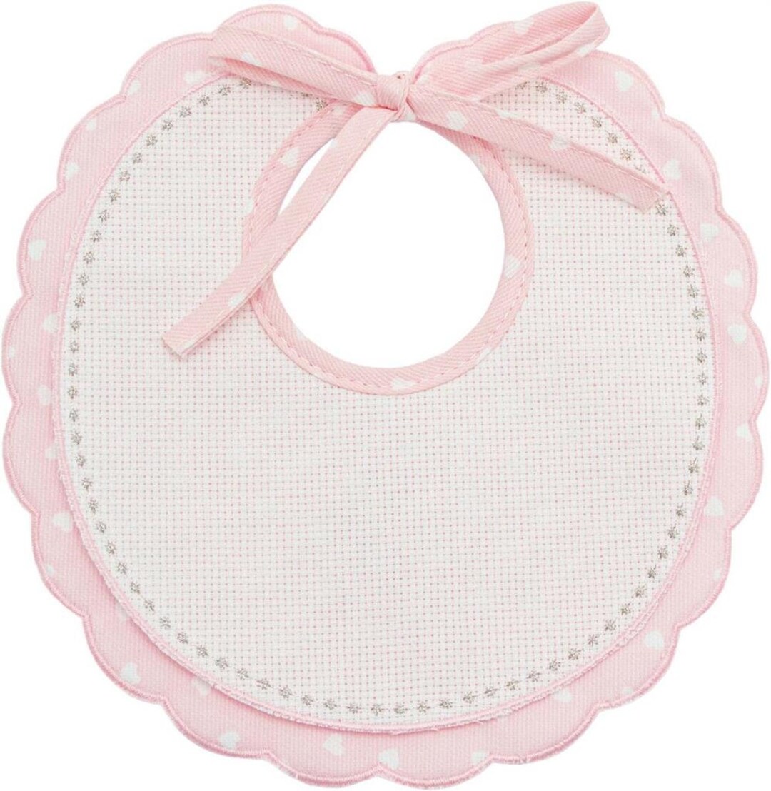 Stitchable Bib Newborn Cotton Aida Rouche Pois Ribbon Etsy