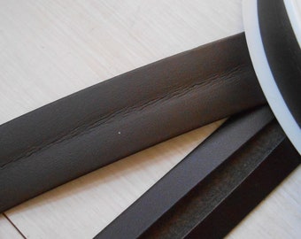 Vegan Leather Bias Tape Brown Double Folded 1" width 2 yards Leatherette Edge