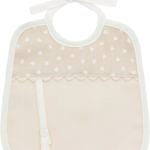 Stitchable Bib Newborn Cotton Dummy Holder Beige