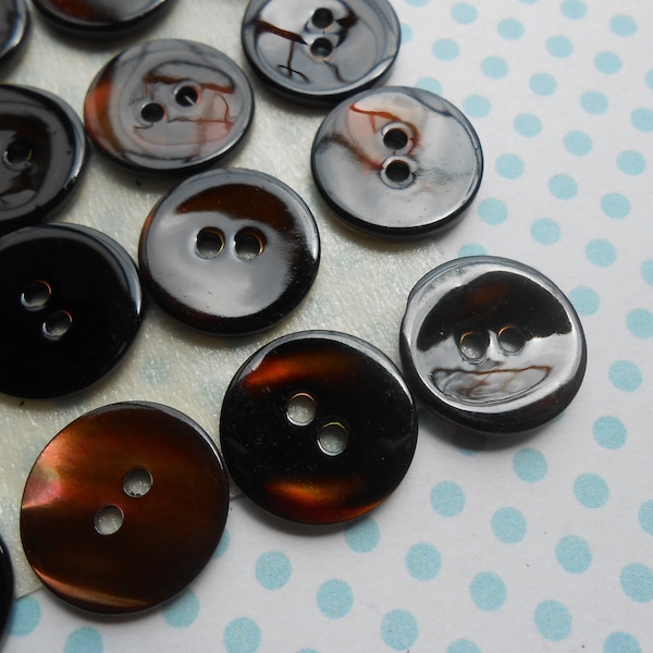 Mother of Pearl Buttons 6 pcs 5/8" width Brown