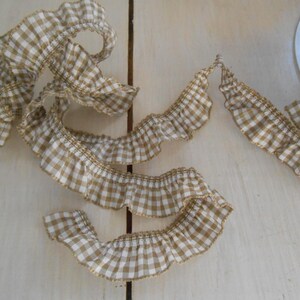 Rüschenband Vichykaro Band Beige 3/4"Breite 5 yd