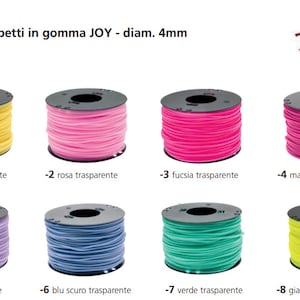 Rubber Tubes Jewelry Cord 4 mm 2 metres 16 colors Transparent Fluo