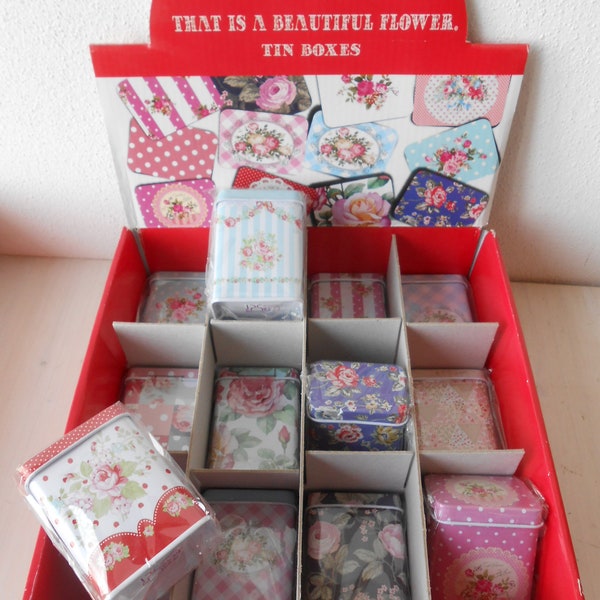 Tin Boxes Set of 12 Romantic Joyful Party Favours