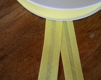 Cinta al bies de algodón de 1/2" de ancho, color amarillo claro, 10 yardas