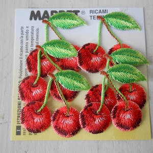 Patches Iron-on Cherries Set of 6 Appliques Embroidered Friuts