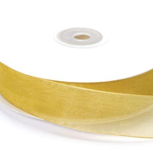 Organzaband Gold Gelb 2,5 cm Breite , 50 Meter