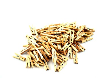 Mini Clothespins Natural Wood 50 pcs