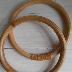 Bag Handles Round Natural Bamboo Set of 2 image 2