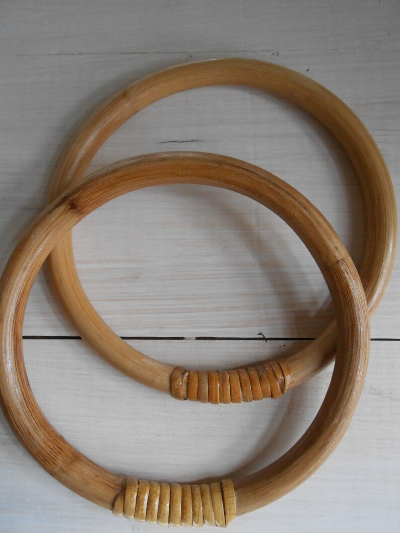 Bag Handles Round Natural Bamboo Set of 2 image 2