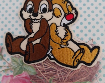 Chip and Dale Iron on Embroidered Patch Applique Disney