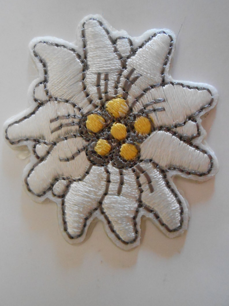 Edelweiss Iron on Embroidered Patch Applique Set of 2 Etsy