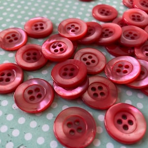 Bottoni Madreperla Naturale pz 10 mm 18 Rosso