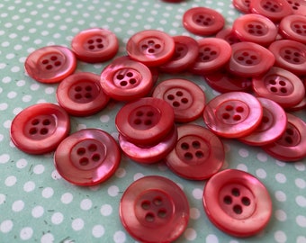 Buttons Natural Mother of Pearl  10 pcs Red LIN 28