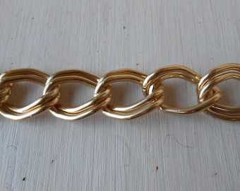 Cadena de aluminio dorada con asa para bolso, 1 metro, doble ancho de 1 pulgada.