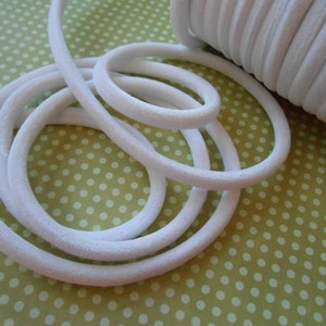 Velvet Trim Tubing Stretch Cord White 7 mm 2 yards