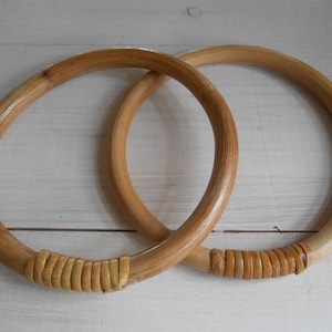 Bag Handles Round Natural Bamboo Set of 2 image 1