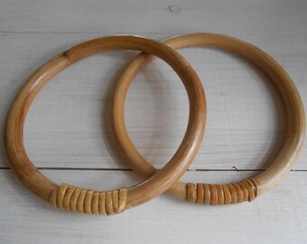 Bag Handles Round Natural Bamboo Set of 2