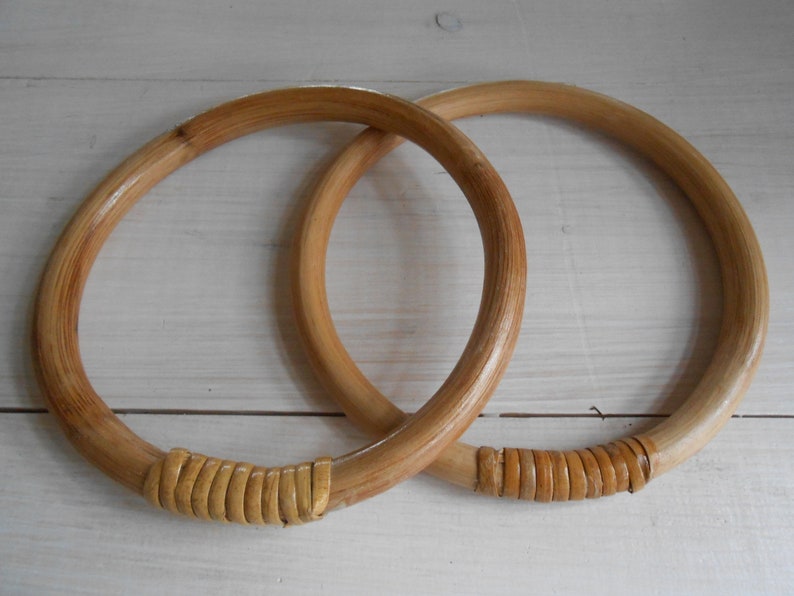 Bag Handles Round Natural Bamboo Set of 2 image 1