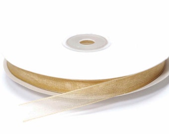 Organza Ribbon 3/8" width 50 Meters Champagne