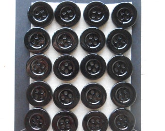 Buttons Natural Mother of Pearl  6 pcs Black 5/8" width