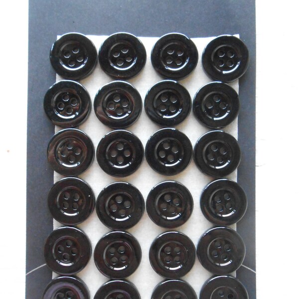 Buttons Natural Mother of Pearl  6 pcs Black 5/8" width