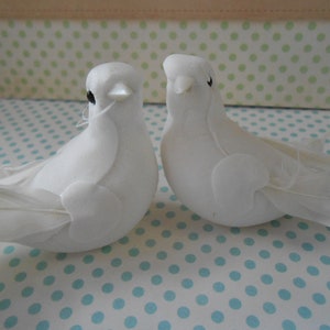 Wedding Ornament Artificial Doves Set of 2 White Birds Ceremony Supplies