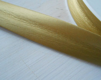 Vegan Leather Bias Tape Gold Double Folded 1" width 2 yards Leatherette Edge