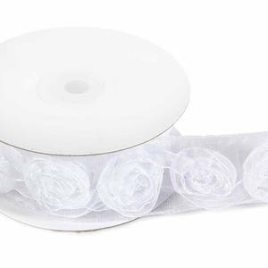 Ceremony Ribbon White Organza with Roses 1 1/2 width 3 metres image 1